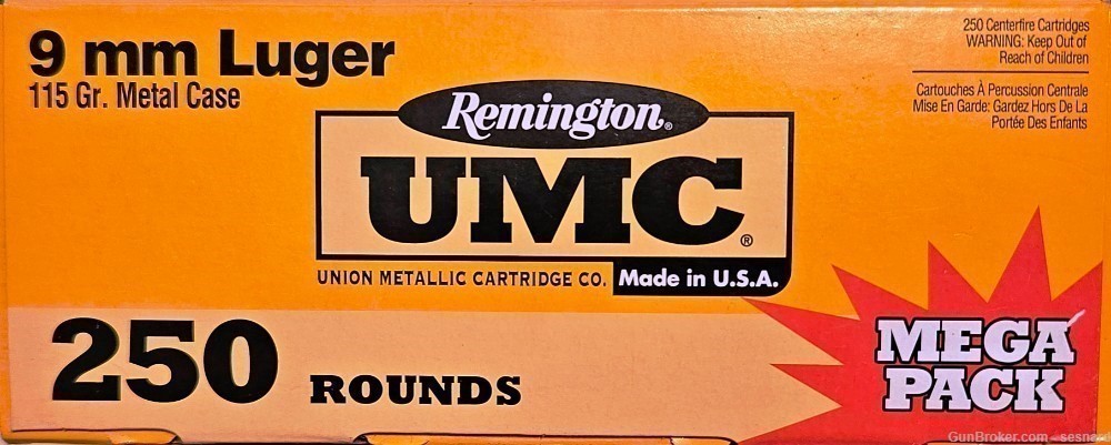 250 Rounds Remington UMC 9MM 115 Gr Mega Pack-img-2