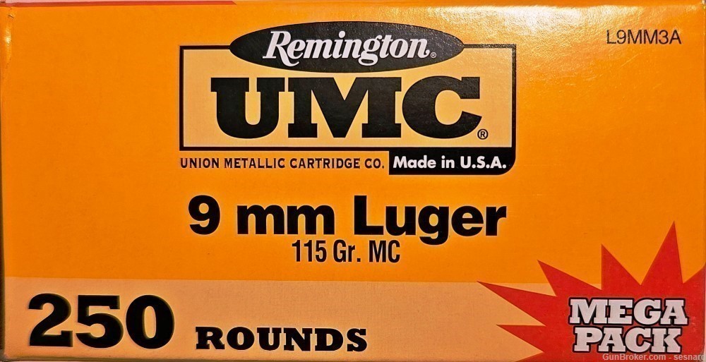 250 Rounds Remington UMC 9MM 115 Gr Mega Pack-img-1
