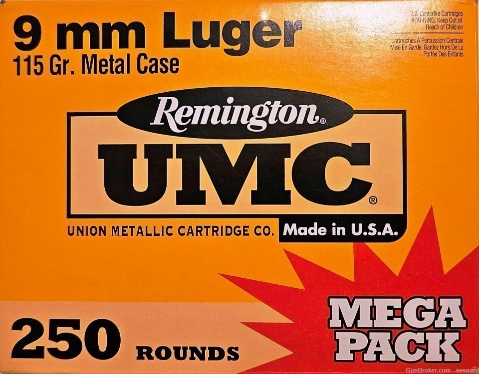 250 Rounds Remington UMC 9MM 115 Gr Mega Pack-img-0