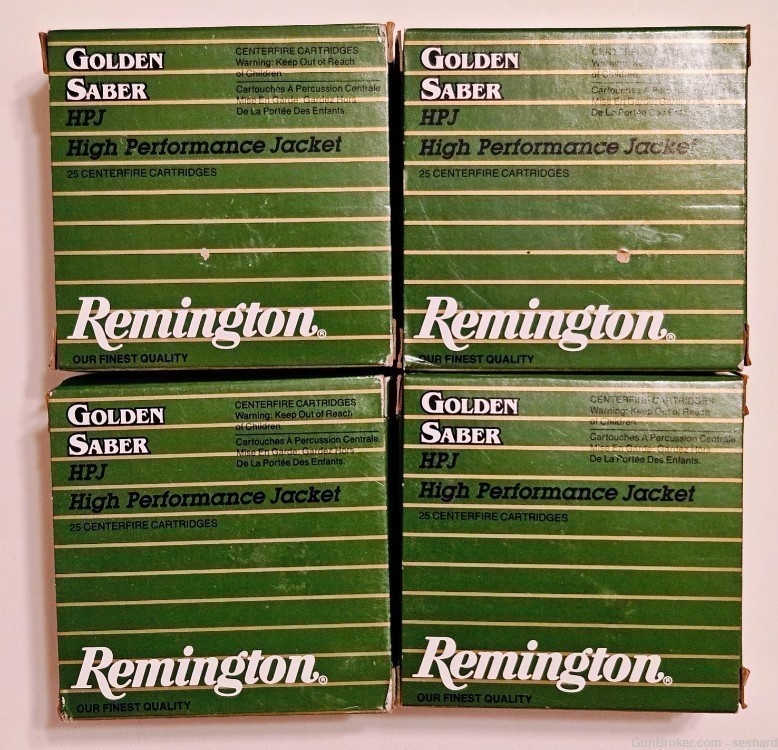 4-25 Round Boxes of Remington .40 S&W 165 Gr. Golden Saber Ammo-img-0