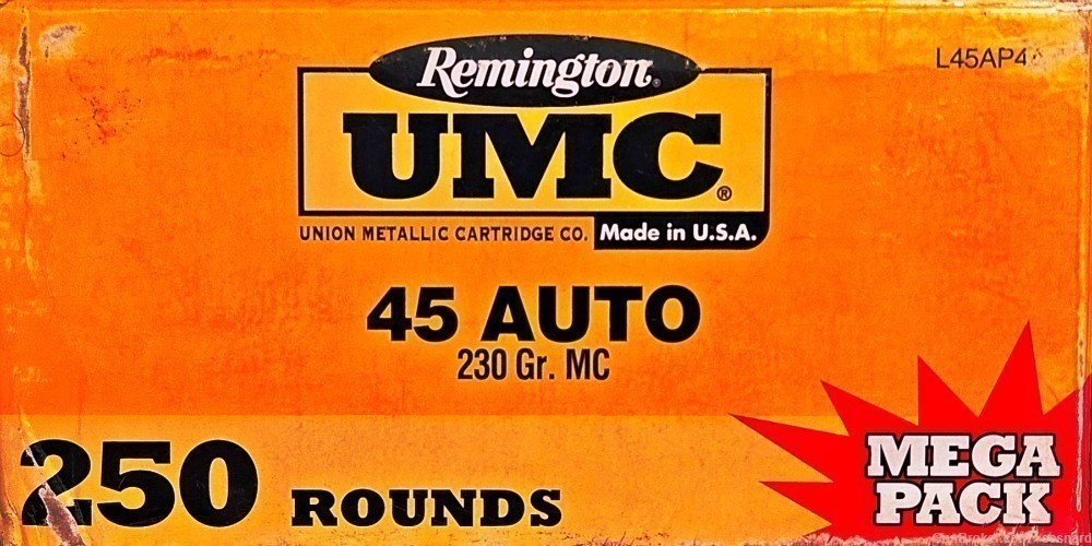 250 Rounds Remington UMC 45 ACP 230 Gr Mega Pack-img-1