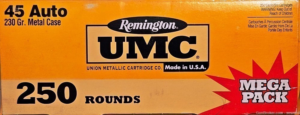 250 Rounds Remington UMC 45 ACP 230 Gr Mega Pack-img-2
