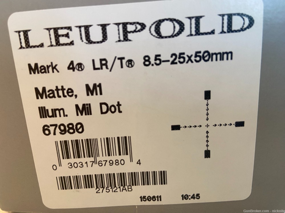 Leupold Mark 4 LR/T 8.5-25x50 Illum Mil Dot w/Rings-img-5