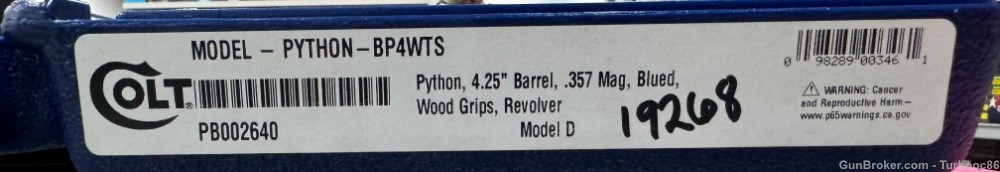 New Colt Python 4.25” Barrel Blued-img-2