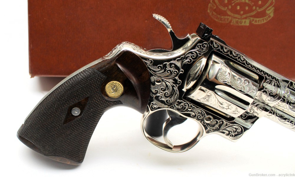 Colt 1980 RARE Engraved Nickel Python 357 Mag 8" FREE SHIPPING W/BUY IT NOW-img-1