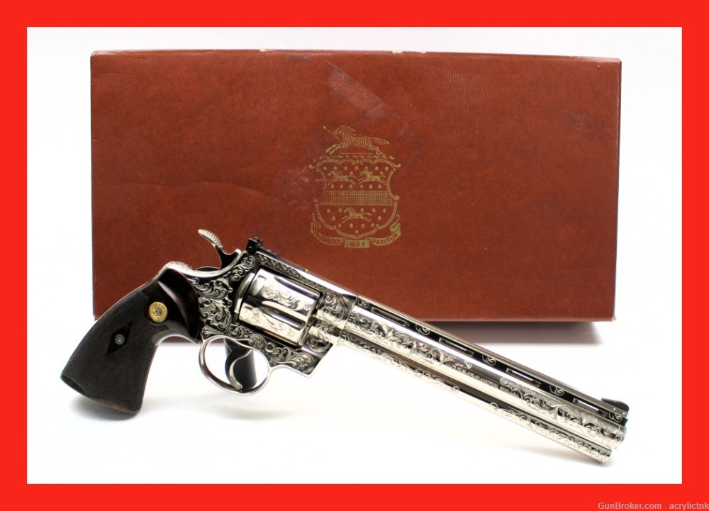 Colt 1980 RARE Engraved Nickel Python 357 Mag 8" FREE SHIPPING W/BUY IT NOW-img-0