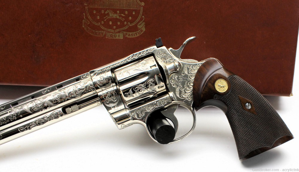 Colt 1980 RARE Engraved Nickel Python 357 Mag 8" FREE SHIPPING W/BUY IT NOW-img-5