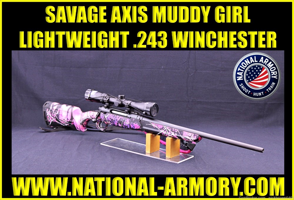 SAVAGE AXIS .243WIN 20" MUDDY GIRL FREE BUSHNELL 3-9X40 57100-img-0