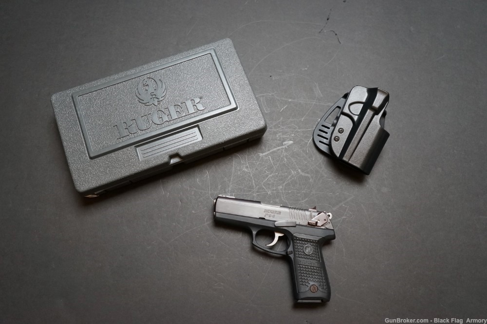 Ruger P94 9mm, Case, 3 mags, Black, 4" barrel, SA/DA, Polymer grip, Holster-img-0