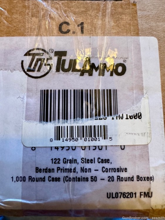 TulAmmo 7.62x39 122gr FMJ 1000rd case-img-0