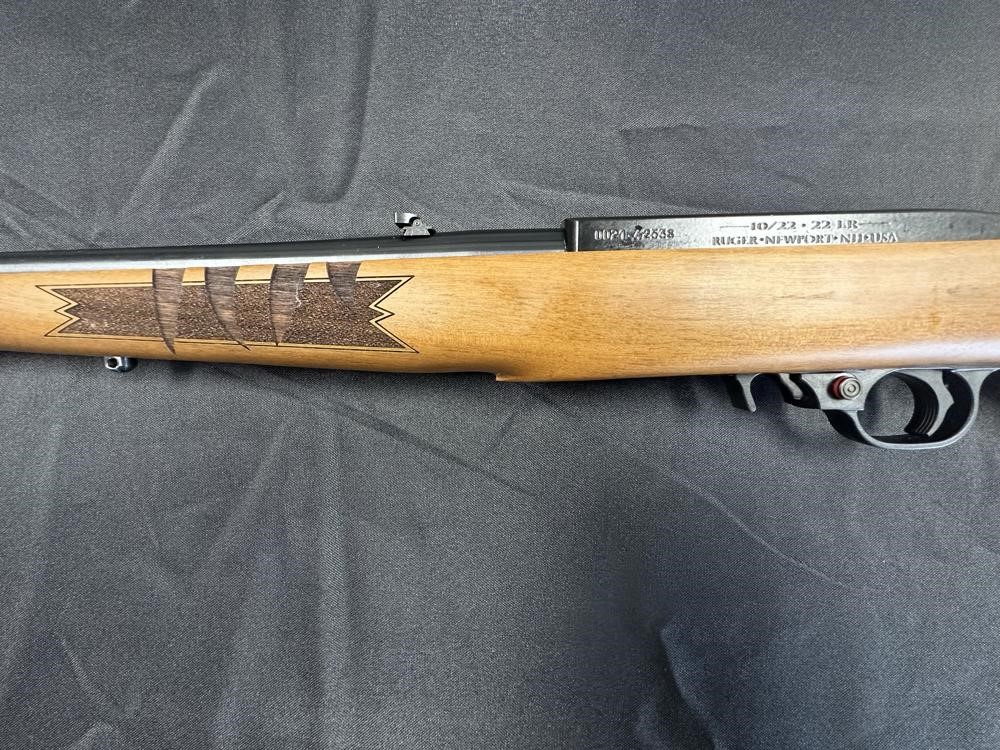 Ruger 10/22 Carbine 1103 22 LR 18.5" Satin Black, Custom Walnut Tiger Stock-img-6
