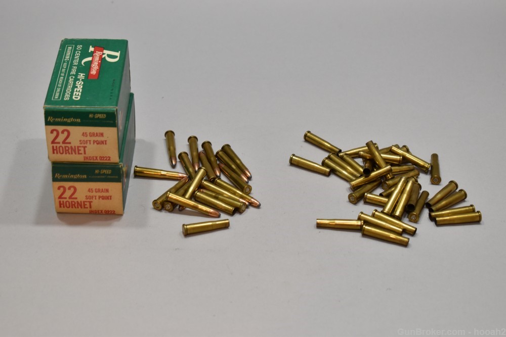 2 Full Boxes 115 Rds & 35 Fired Cases Remington Hi Speed 22 Hornet 45 G -img-10