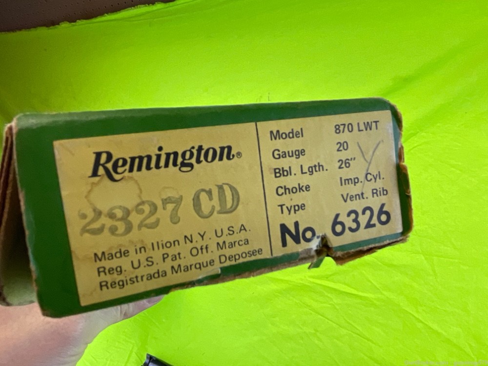 Remington 870 LWT Light Wight LW 26 In Fixed Improved Cylinder Vent Rib-img-1