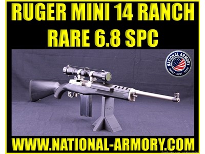 RUGER MINI-14 RANCH RIFLE UNCOMMON 6.8 SPC 18" STAINLESS BBL SYNTHETIC 