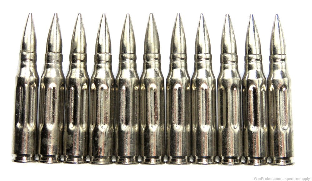 LOT OF 10 Lake City Nickel Plated .308 WIN Fluted Dummy Rounds 7.62 NATO-img-0