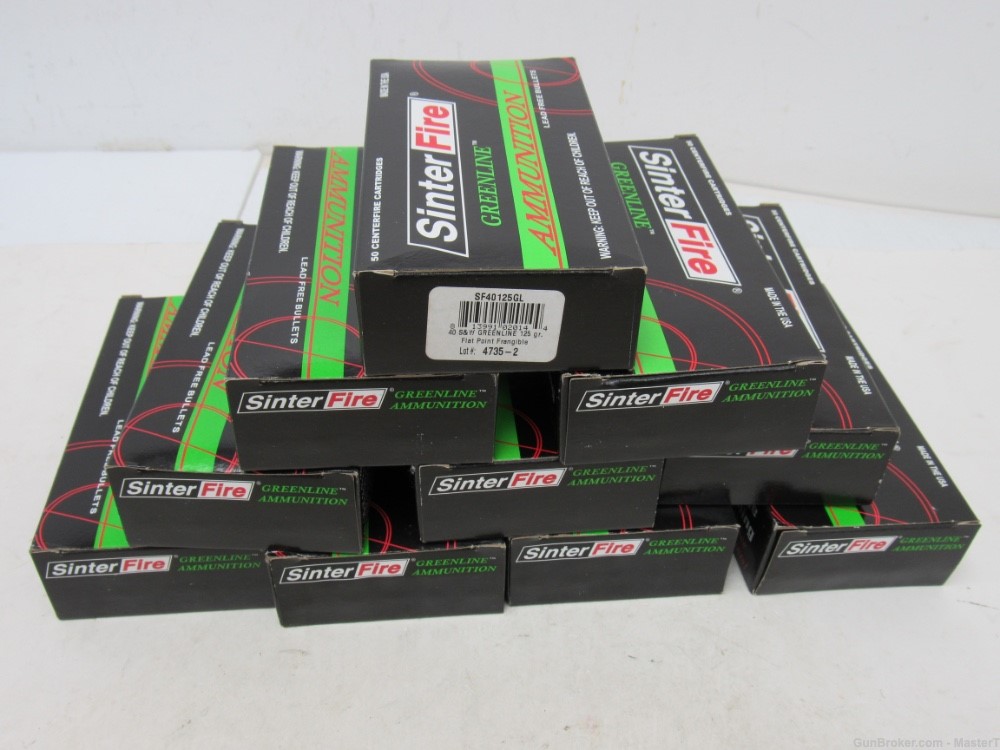 500rds 10bxs Sinterfire Inc 40 S&W 125gr Frangible $.01 Start No Reserve-img-0