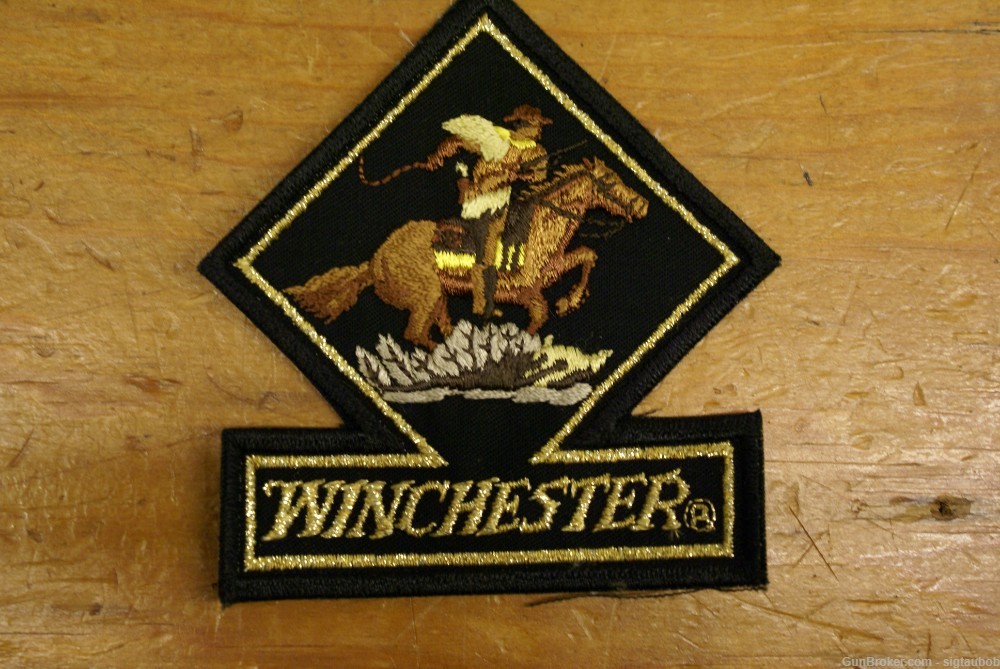 Winchester Repeating Arms Company Horse and Rider Embroidered Black Patch-img-0