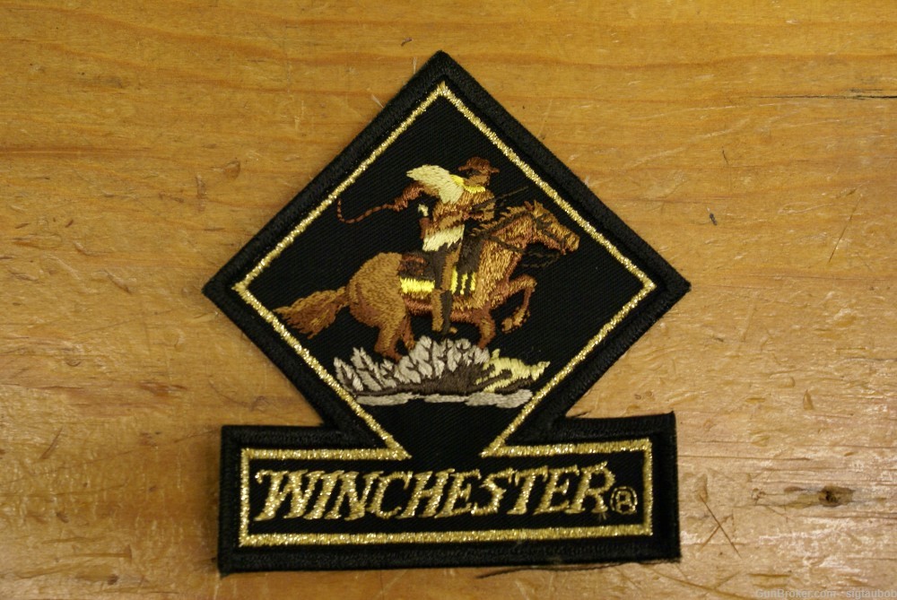 Winchester Repeating Arms Company Horse and Rider Embroidered Black Patch-img-1