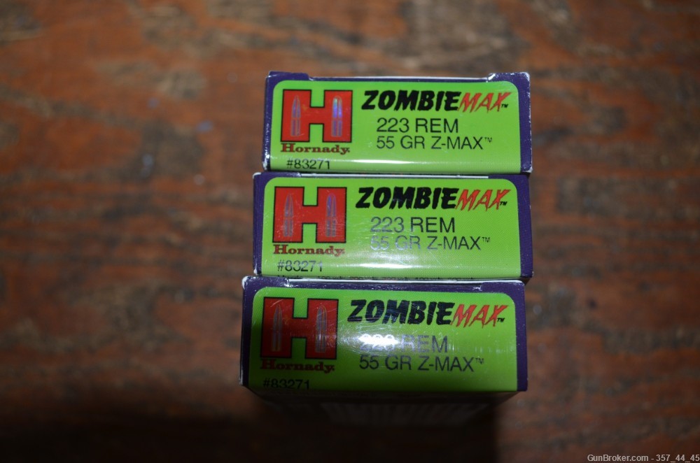 3 Boxes Hornady Zombie Max Ammunition ZombieMax 223 Remington 55 Grain REM -img-1