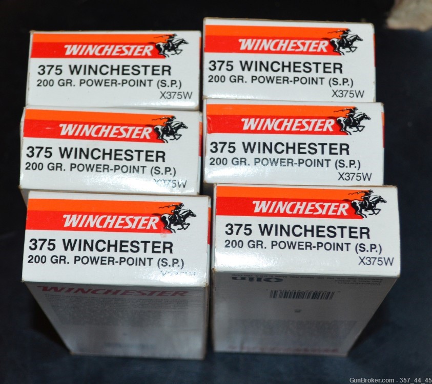 6 Full Boxes 120 Rounds Winchester Super X 375 Win X375W Power Point 200 Gr-img-0