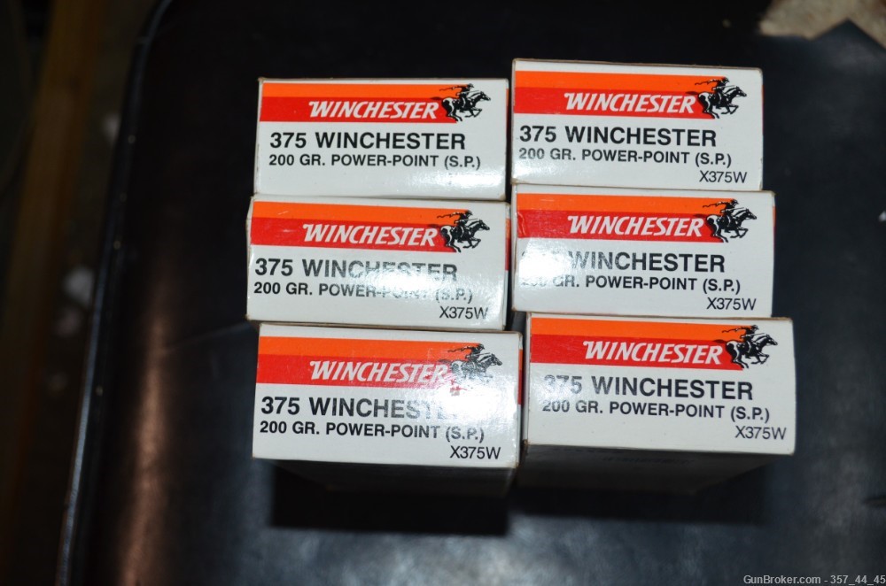 6 Full Boxes 120 Rounds Winchester Super X 375 Win X375W Power Point 200 Gr-img-1