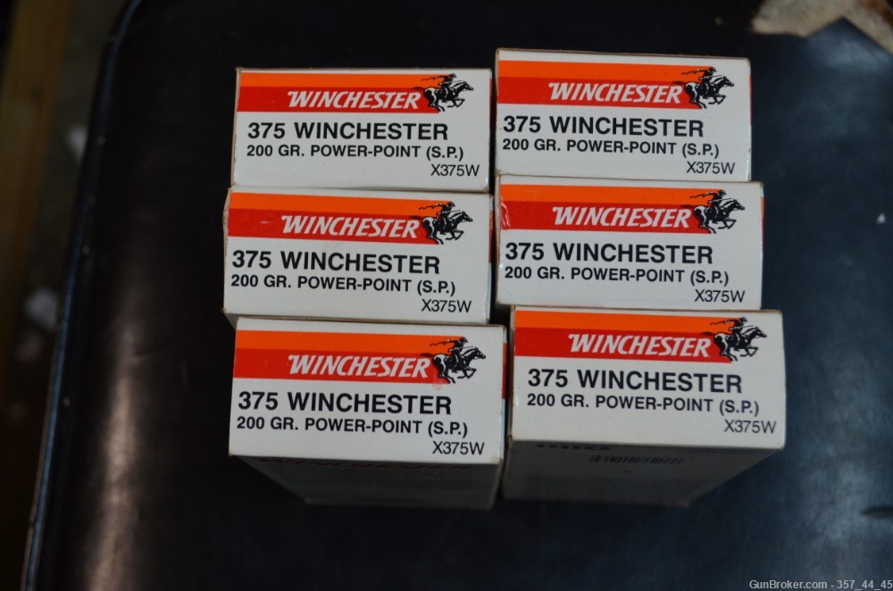 6 Full Boxes 120 Rounds Winchester Super X 375 Win X375W Power Point 200 Gr-img-2