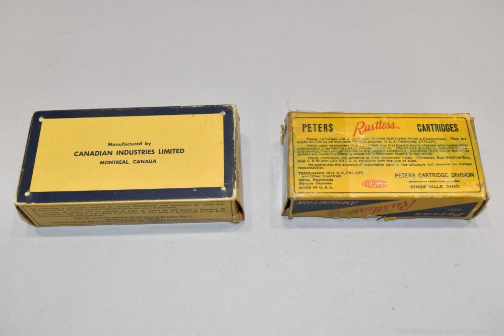 2 Boxes 68 Rds Collectible Ammunition Peters 45 AC Dominion 455 Colt -img-1