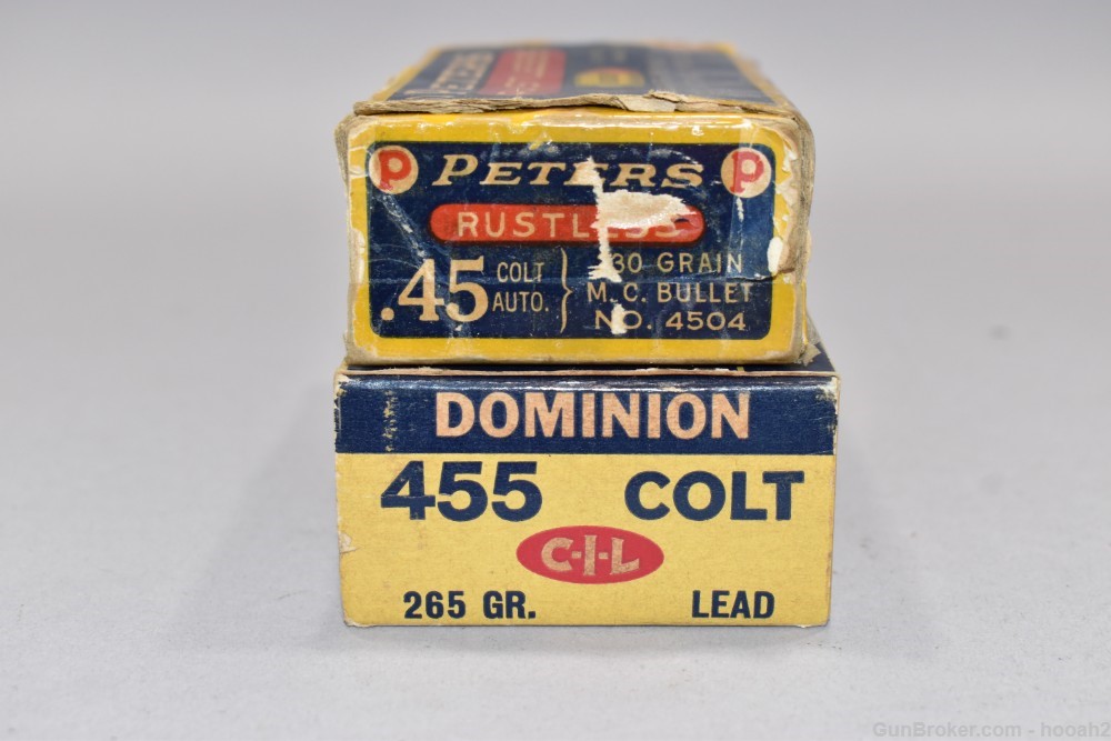 2 Boxes 68 Rds Collectible Ammunition Peters 45 AC Dominion 455 Colt -img-2