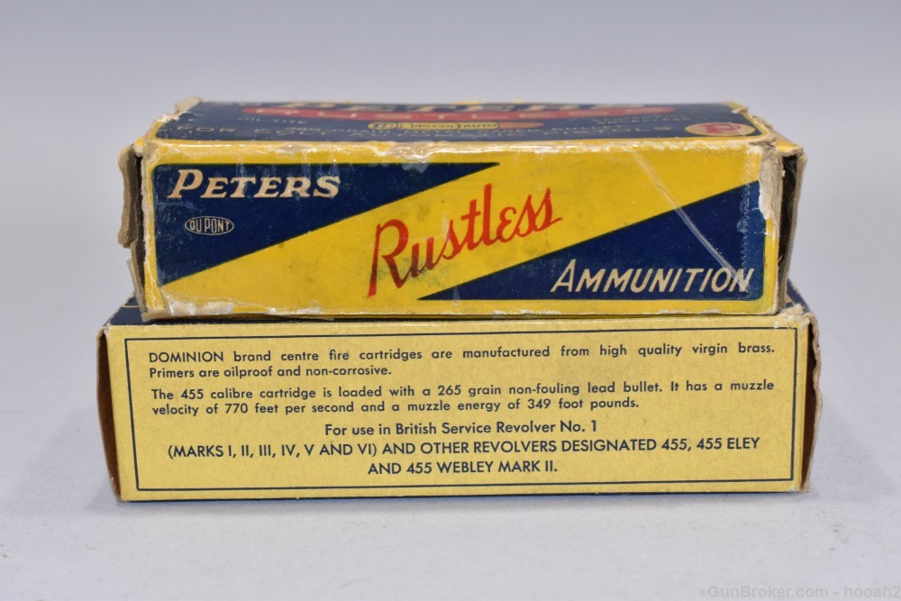 2 Boxes 68 Rds Collectible Ammunition Peters 45 AC Dominion 455 Colt -img-3