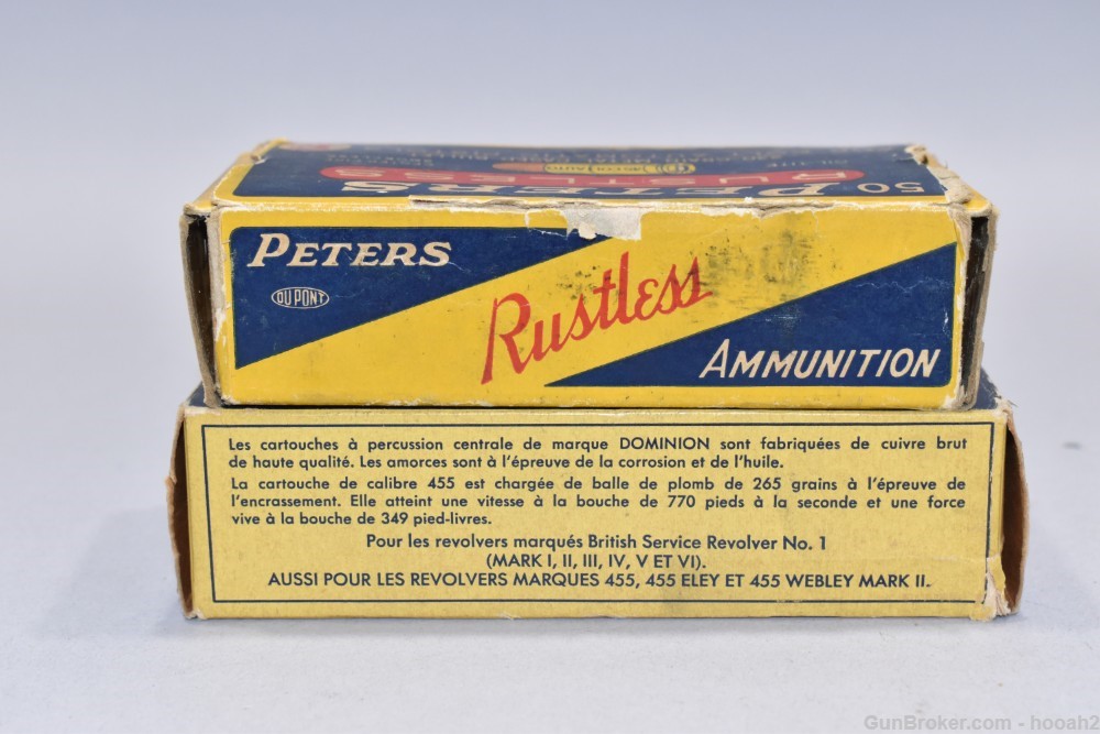 2 Boxes 68 Rds Collectible Ammunition Peters 45 AC Dominion 455 Colt -img-5