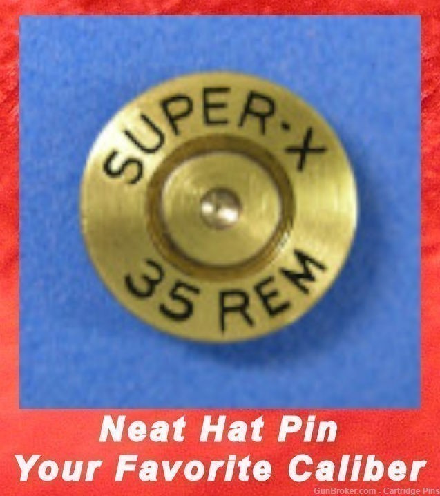 SUPER-X   35 REM Brass Cartridge Hat Pin  Tie Tac  Ammo Bullet-img-0