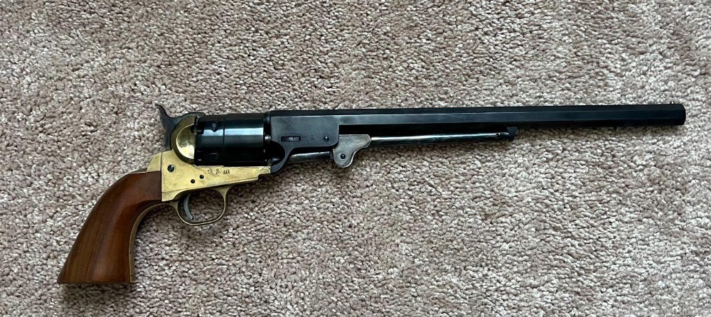 Pietta1851 1860 Navy Blued .44 Cal.12"Black Powder Octagonal Pistol Italia-img-2