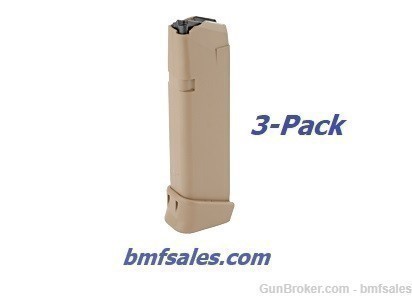 (3) Glock 19X, 17, 19, 34, 45 Coyote Brown 19-Round Magazines-img-0