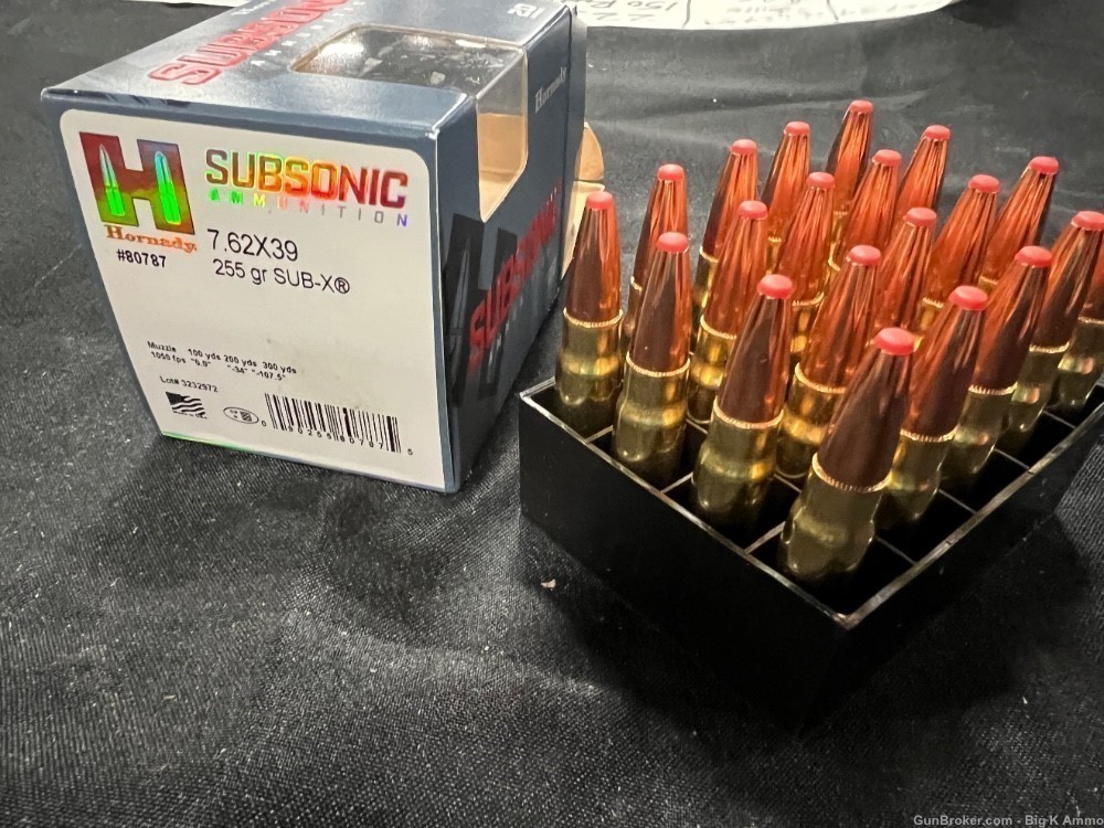 Hornady 7.62x39 subsonic 255 grain Sub-X 20 Rounds No cc fees-img-1