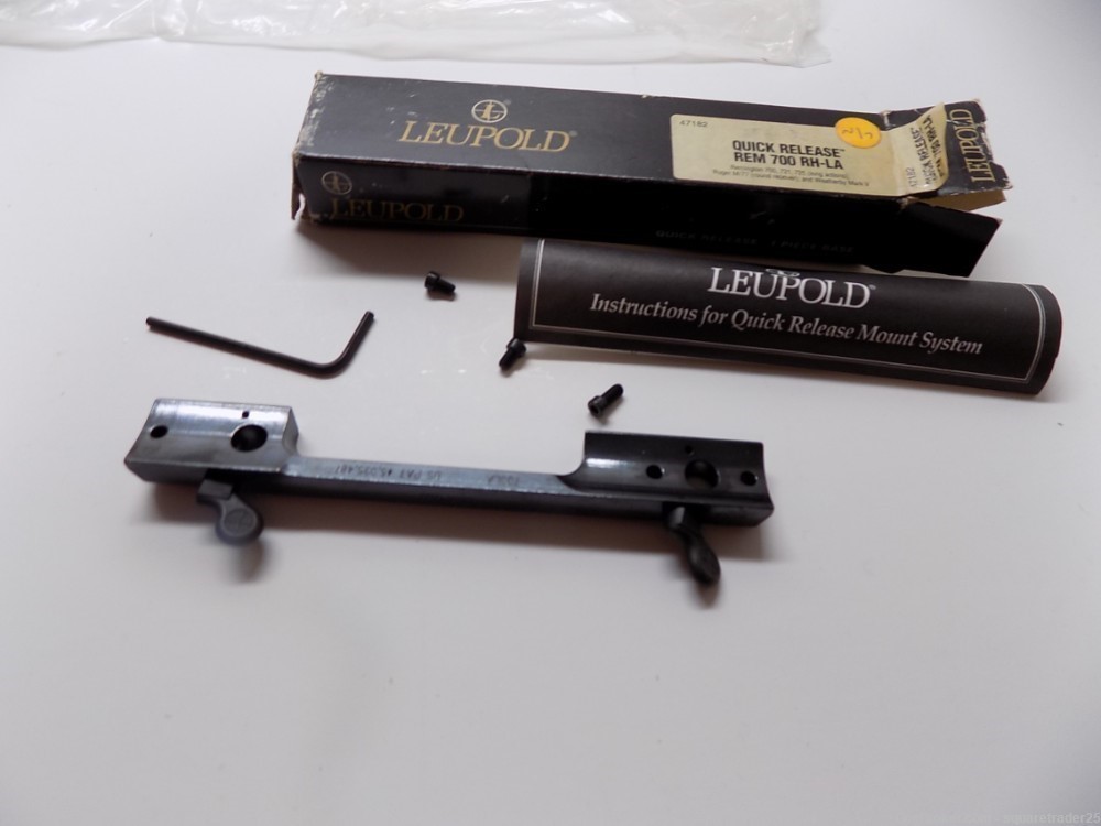 Leupold Base Quick Release Scope Mount Remington 700 LA RH-LA Ruger M77 NOS-img-6