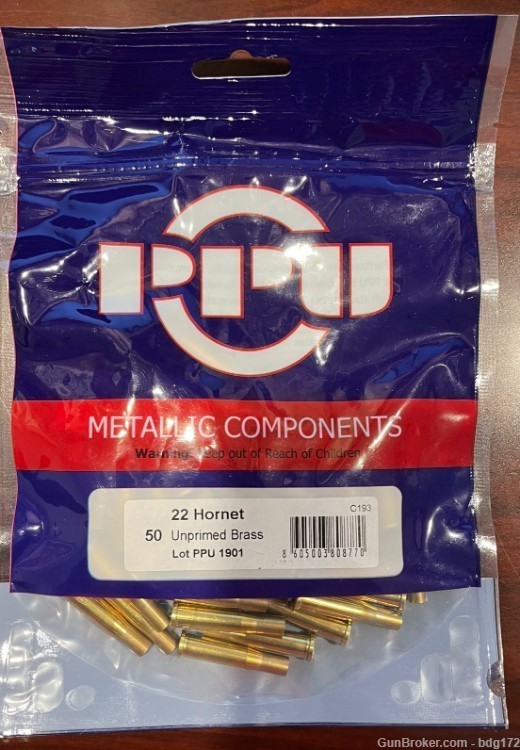 PPU 22 Hornet Brass New 50 Count Free Shipping!-img-0