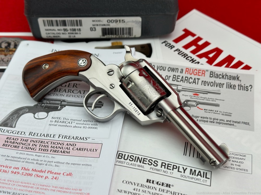 2016 Ruger BearCat 3" Stainless .22LR *LIPSEY EXCLUSIVE ENGRAVED* NIB!-img-5