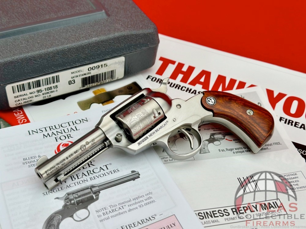 2016 Ruger BearCat 3" Stainless .22LR *LIPSEY EXCLUSIVE ENGRAVED* NIB!-img-0