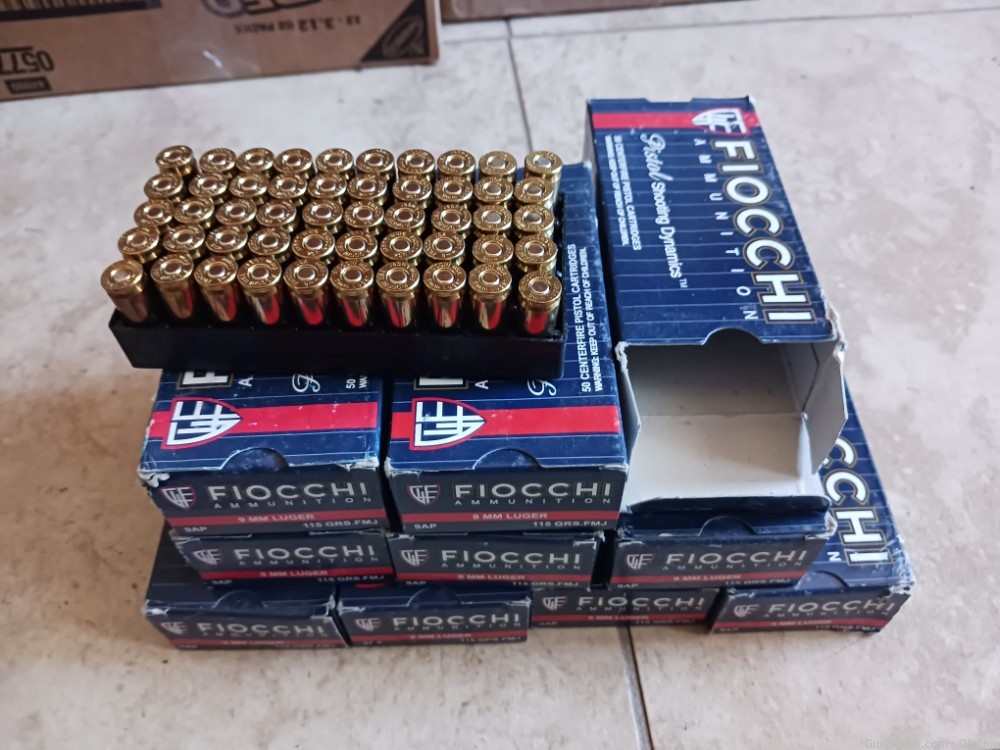 ?500 ROUNDS? FIOCCHI 9MM LUGER 115gr FMJ 9ap glock ammo-img-1
