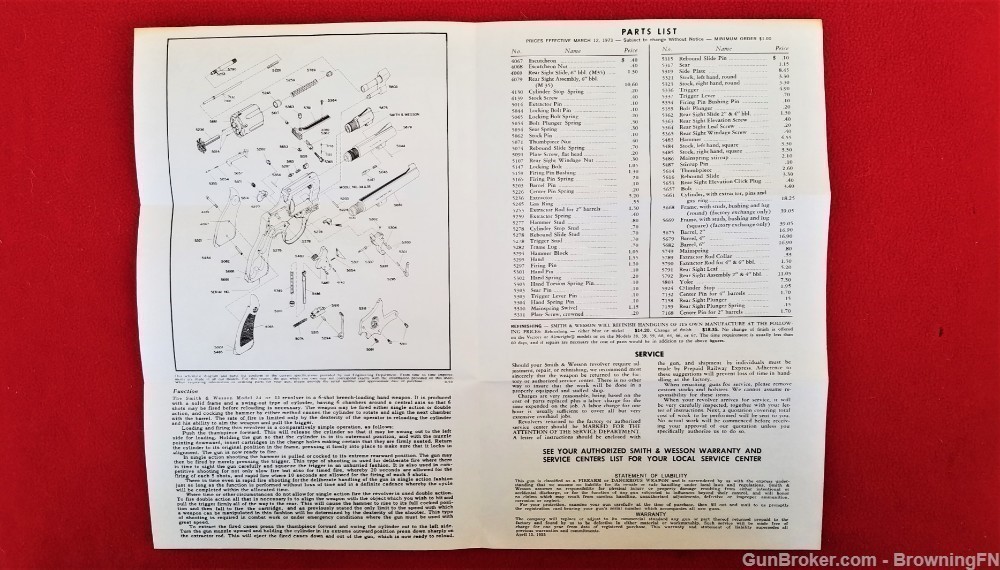 Original S&W Model 34 35 Owners Instruction Manual 1973-img-1