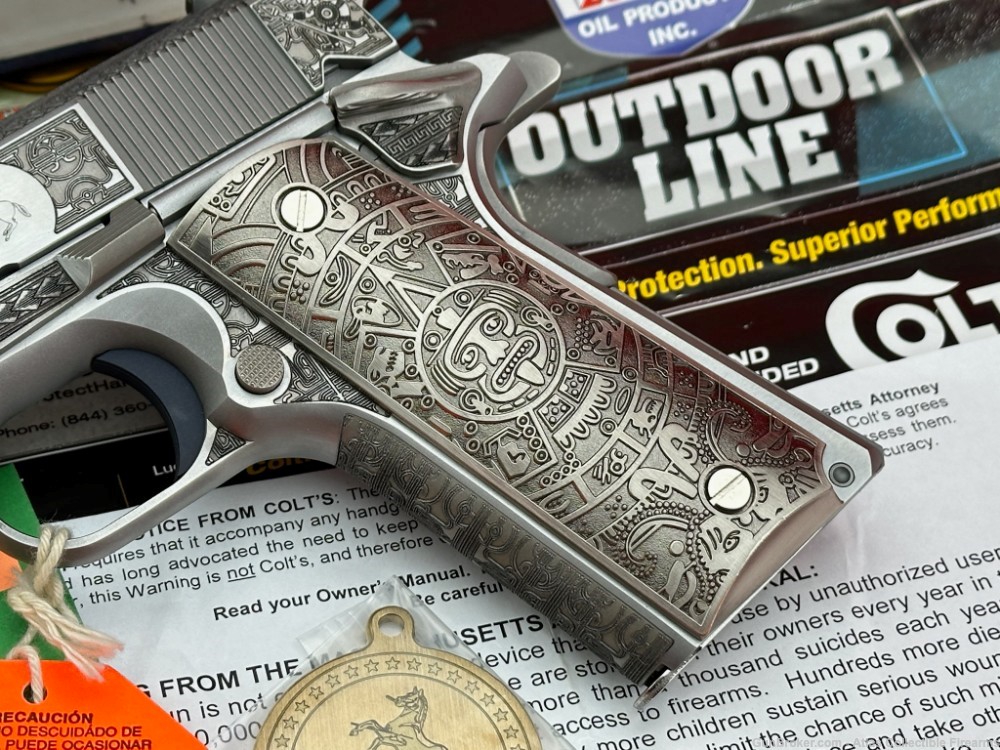 *FULLY ENGRAVED* Colt Government Model 1911 45 ACP *AZTEC WARRIOR* Unfired!-img-5