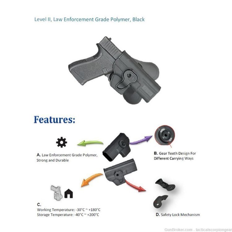 Fits Hi-Point .40SW Level II Retention Paddle Holster - TSG-HP-1-img-3