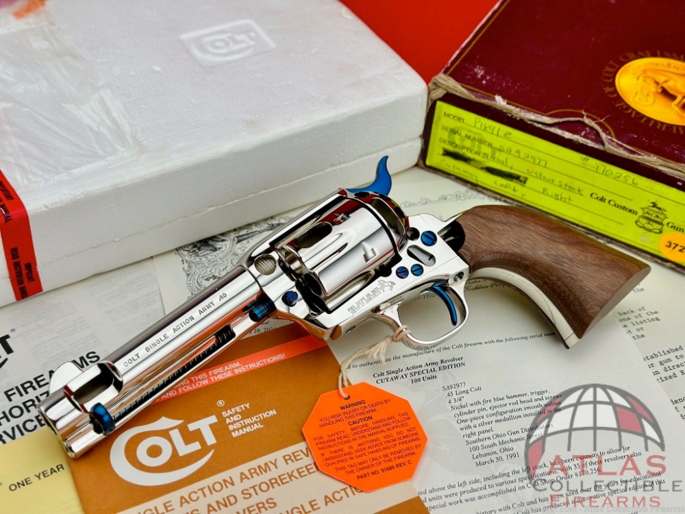 Colt SAA 4 3/4" Nickel/Fire Blue 45LC *FACTORY CUTAWAY MODEL* 1 of 100 NIB!-img-0