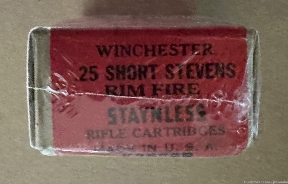 50 rounds vintage Winchester 25 Short Stevens ammo in sealed two piece box-img-5