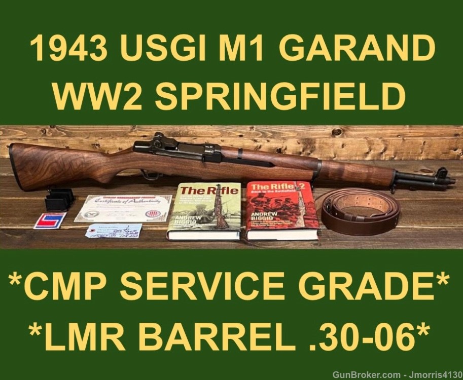 M1 GARAND CMP 1943 SPRINGFIELD ARMORY EXC. LMR BARREL WW2 BEAUTIFUL GARAND-img-0