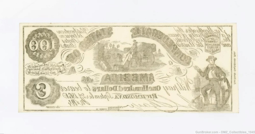Civil War Era $100 CSA Confederate Note Money Currency-img-1