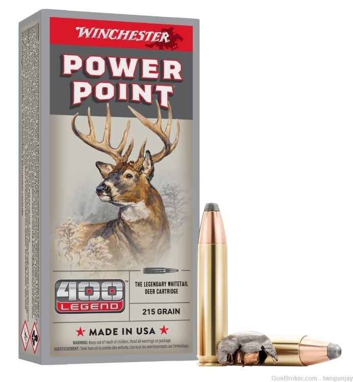 100 Rounds Winchester .400 Legend Ammo 215 Gr Power Point ! X4001-img-0