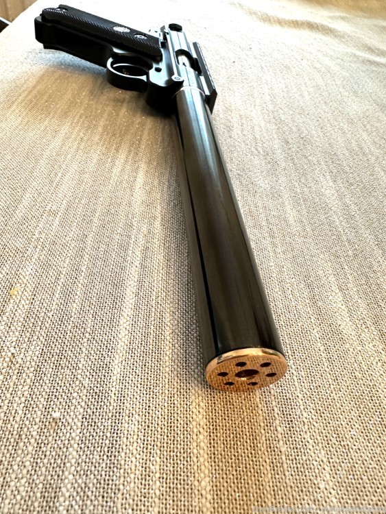 Suppressed slant grip Ruger Mark 4 with universal suppressor and red dot-img-1