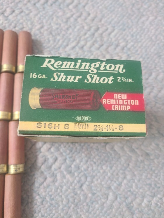 Vintage Remington 16 gauge Shur Shot shotgun Shells  -img-1