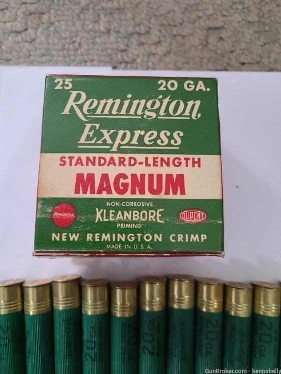 Vintage FULL BOX Remington Kleanbore 20 gauge MAGNUM Shotgun Shells-img-1